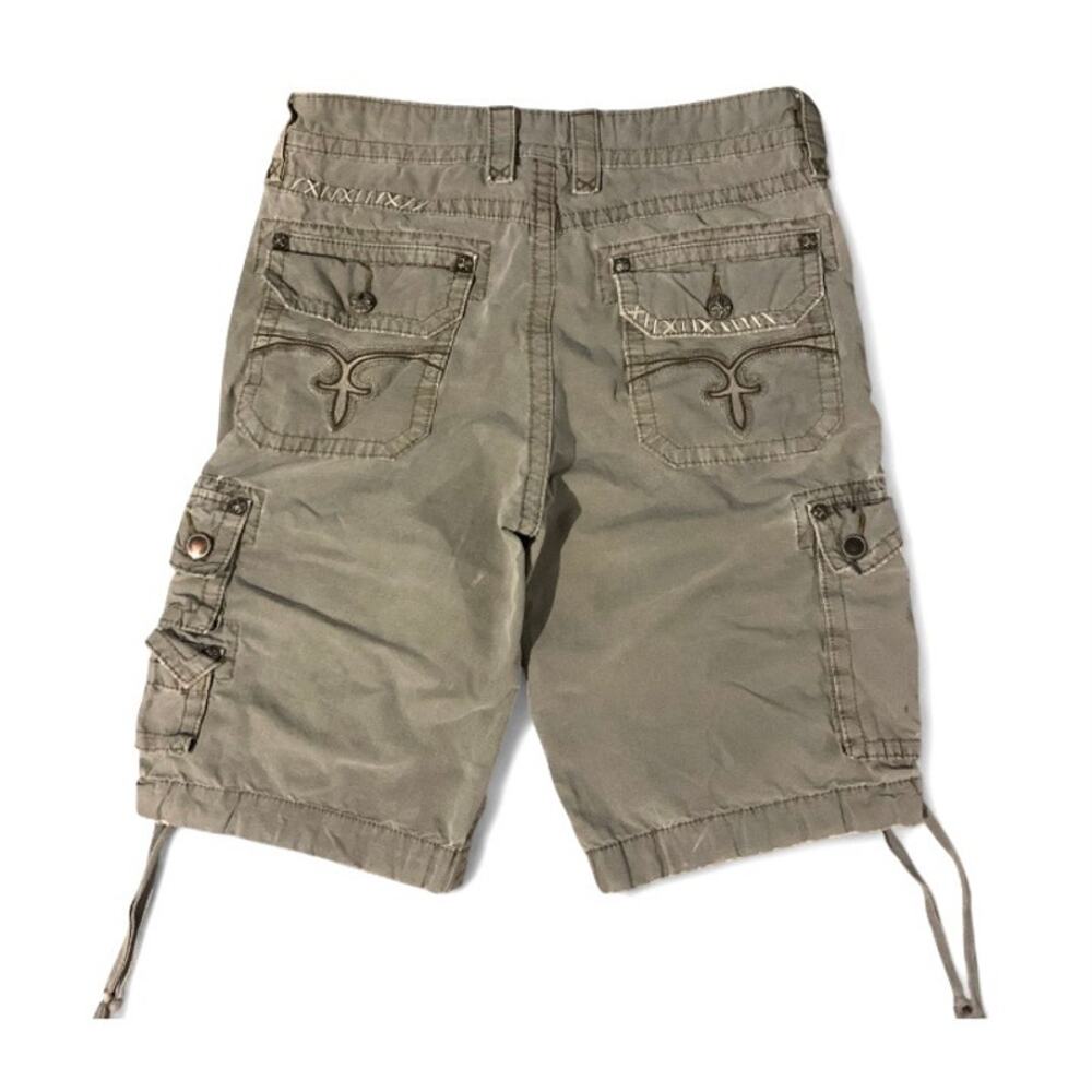 Vintage Rock Revival Cargo Shorts Army Green Utility Size 34”